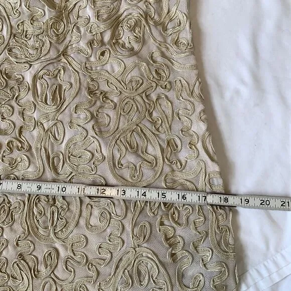 Sundance Soutache Dress Tan Cream Size XS Petite Lace Ribbon Wedding Guest Party - Picture 12 of 16